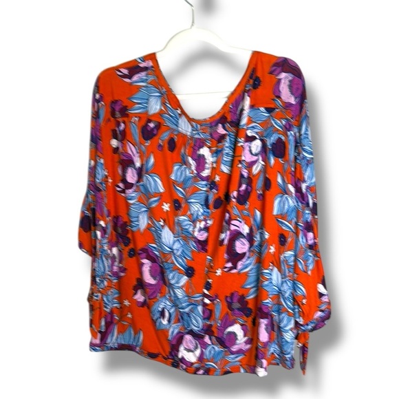 Free People Keepen’ On Floral Stretch Jersey Slouchy Top Size Large - Picture 7 of 7
